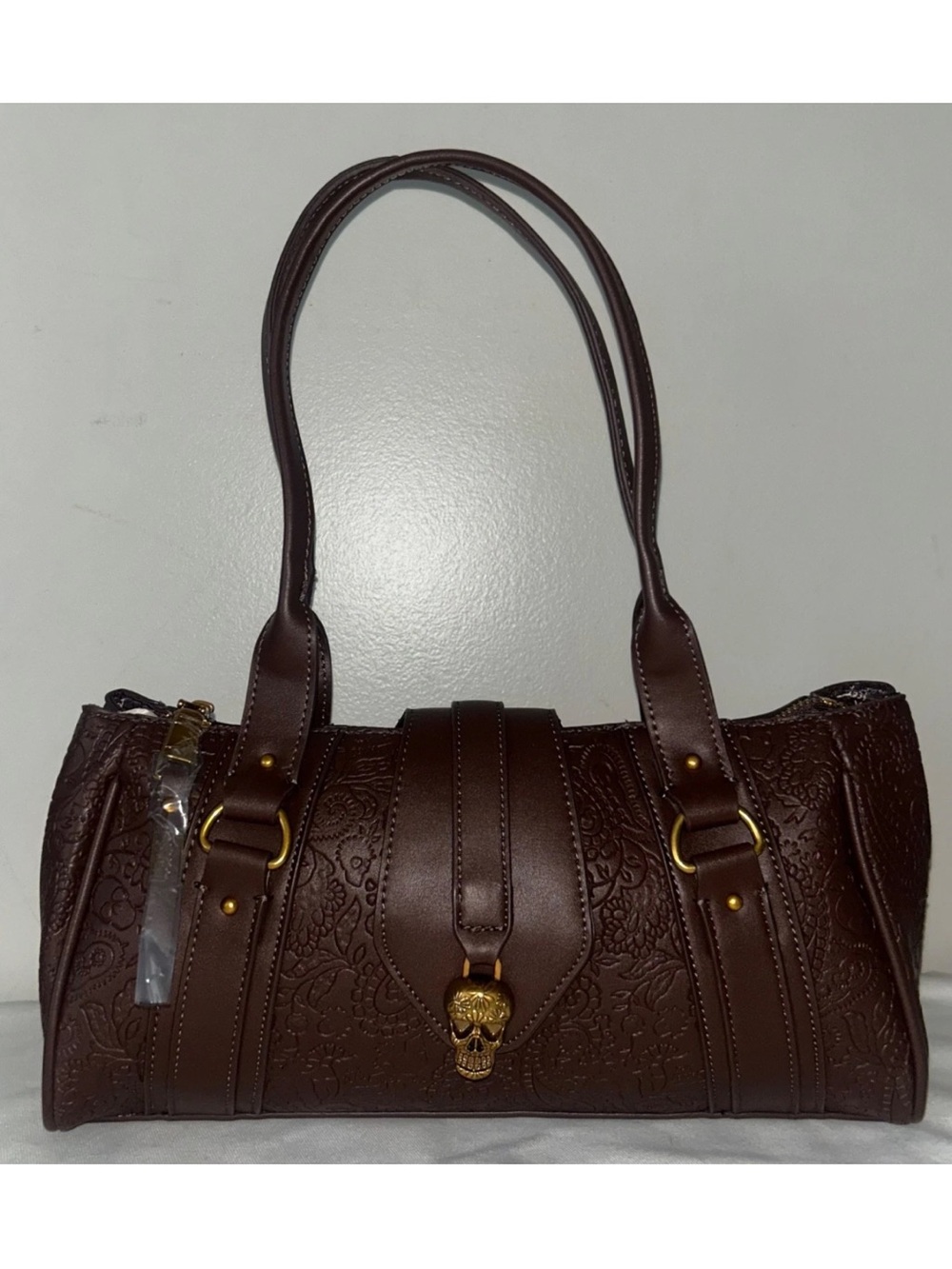 NEW! BETSEY JOHNSON XOCARMY Skull Shoulder Bag Chocolate Brown
